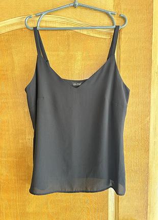Легкая шифоновая базовая черная майка маечка блузка f&f l-xl
