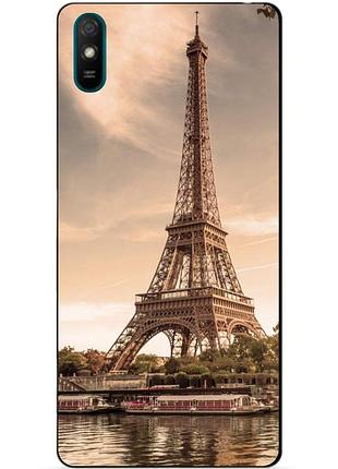 Силіконовий чохол бампер для xiaomi redmi 9a з малюнком ейфелева вежа франція париж