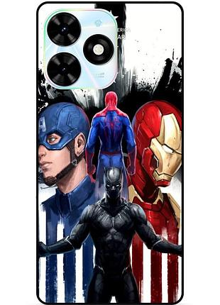 Чехол силиконовый бампер для tecno spark 20c с рисунком marvel марвел человек паук
