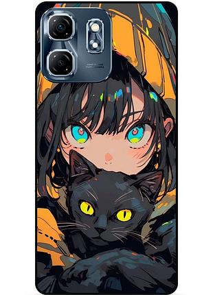Силіконовий бампер чохол для infinix hot 50i (x6531b) з малюнком котик аніме