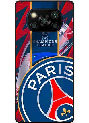 Чехол силиконовый бампер для xiaomi poco x3 с рисунком псж psg