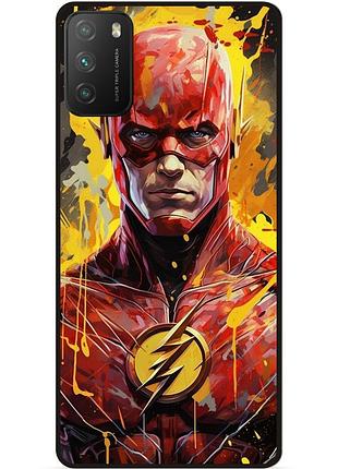 Силіконовий бампер чохол для xiaomi poco m3 з малюнком flash marvel человек молния