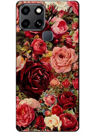 Силіконовий чохол бампер для infinix smart 6 з малюнком червоні троянди квіти