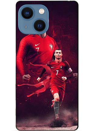 Чехол силиконовый бампер для iphone 15 plus с рисунком ronaldo португалия роналдо