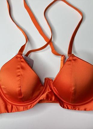 Бюстгальтер сатиновий тонкий паралон savage fenty by rihanna - помаранчевий, рр 70b