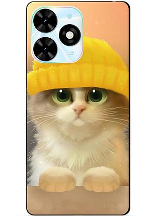 Чехол силиконовый бампер для infinix smart 8 plus (x6526) с рисунком котик в шапке