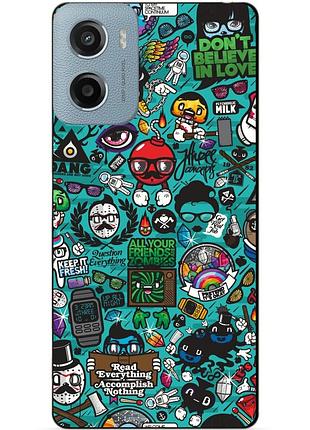 Чехол силиконовый бампер для motorola moto g05 с рисунком стикеры