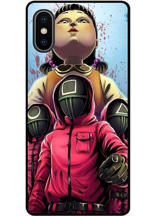Силиконовый бампер чехол для iphone xs с картинкой игра в кальмара