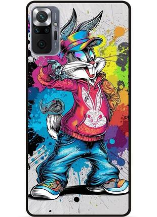 Чехол силиконовый бампер для xiaomi redmi note 10 pro с рисунком багз банни disney
