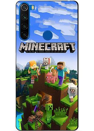 Силиконовый бампер чехол для xiaomi redmi note 8t с рисунком minecraft майнкрафт