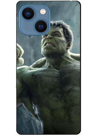 Чехол силиконовый бампер для iphone 14 plus с рисунком халк marvel hulk