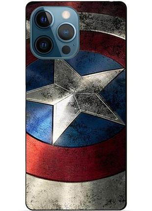 Чехол силиконовый бампер для iphone 14 pro max с рисунком капитан америка супергерой marvel