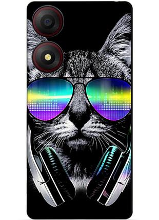 Чехол силиконовый бампер для zte blade a34 с рисунком музыкальный кот