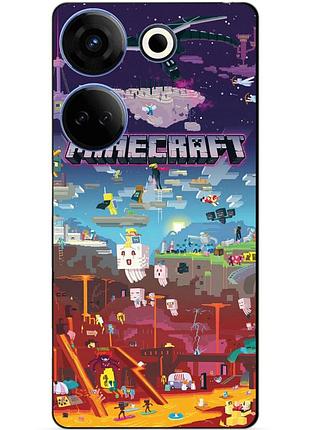 Чехол силиконовый бампер для tecno camon 20 pro игра minecraft майнкрафт