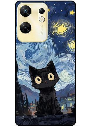 Чехол силиконовый бампер для infinix zero 30 4g с рисунком котик ван гог звездная ночь