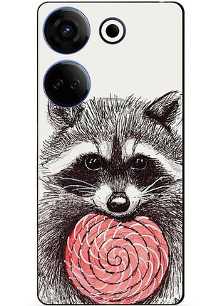 Силіконовий чохол бампер для tecno camon 20 pro з малюнком єнот