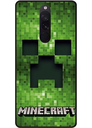 Силиконовый чехол бампер для xiaomi redmi 8 с рисунком крипер minecraft майнкрафт
