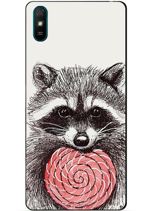 Чехол силиконовый бампер для xiaomi redmi 9a с рисунком енот