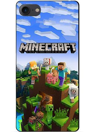Силиконовый бампер чехол для iphone 8 с рисунком minecraft майнкрафт