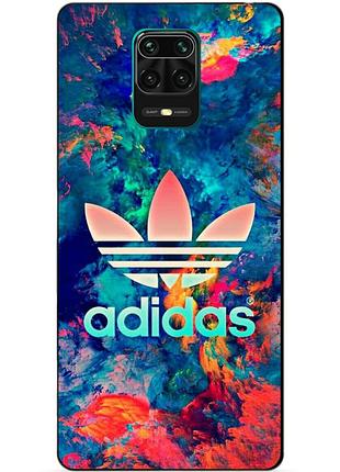 Чехол силиконовый бампер для xiaomi redmi note 9 pro с рисунком адидас