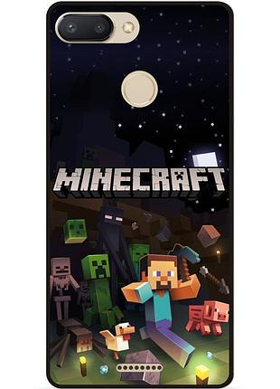 Силиконовый чехол бампер для xiaomi redmi 6 игра майнкрафт minecraft