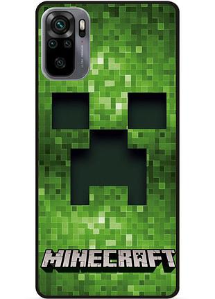 Силиконовый чехол бампер для xiaomi redmi note 10s с рисунком крипер minecraft майнкрафт