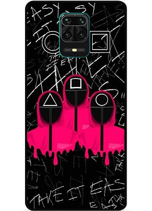 Чехол силиконовый для xiaomi redmi note 9 pro игра в кальмара