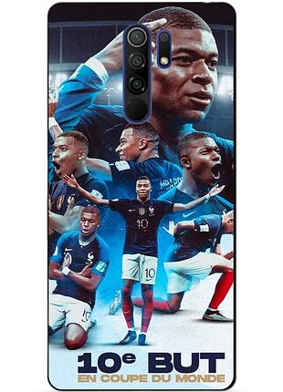 Силиконовый бампер чехол для xiaomi redmi 9 с рисунком мбаппе франция mbappe