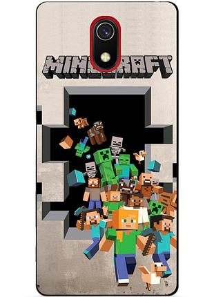 Силіконовий чохол бампер для samsung j6 plus з картинкою minecraft майнкрафт