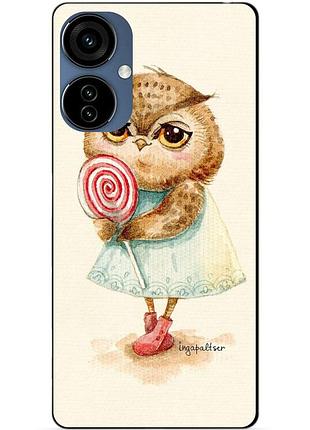 Силиконовый чехол бампер для oppo a3x с рисунком совушка