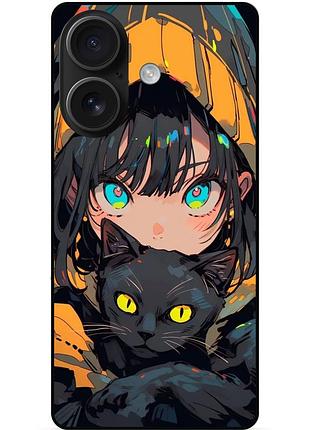 Силіконовий бампер чохол для iphone 16 plus з малюнком котик аніме