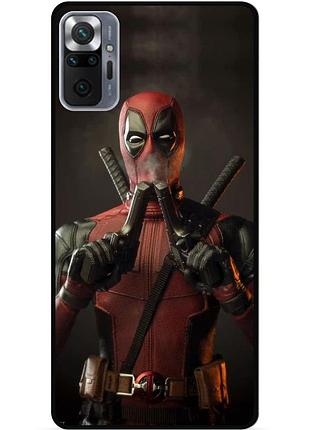 Силиконовый бампер чехол для xiaomi redmi note 10 pro с рисунком дэдпул deadpool