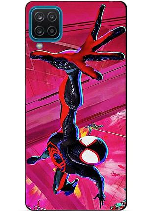 Силиконовый бампер чехол для samsung m12 с рисунком spider man человек паук майлз моралес