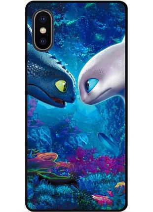 Чехол силиконовый для iphone x 10 с рисунком как приручить дракона dragon