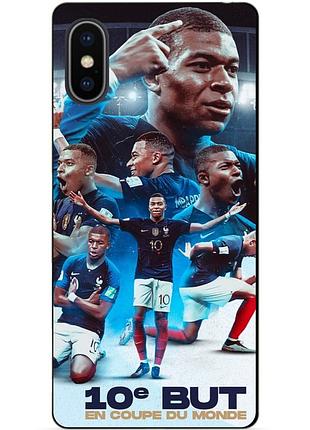 Силиконовый бампер чехол для iphone x 10 с рисунком мбаппе франция mbappe