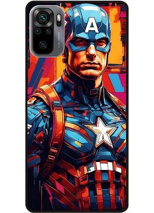 Силіконовий бампер чохол для xiaomi redmi note 10s з малюнком капитан америка marvel captain america