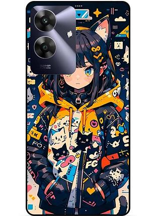 Силіконовий бампер чохол для realme note 60x з малюнком котики аніме