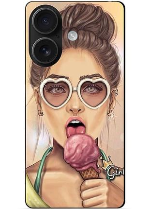 Чехол силиконовый бампер для iphone 16 plus с рисунком мороженое