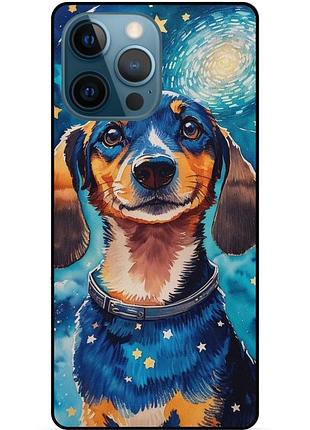 Силіконовий бампер чохол для iphone 14 pro max з малюнком пес ван гог зіркова ніч
