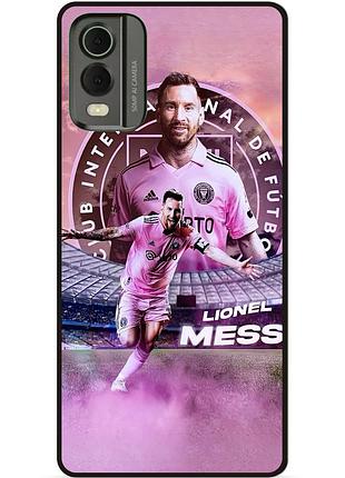 Силиконовый бампер чехол для nokia c32 с рисунком leo messi месси