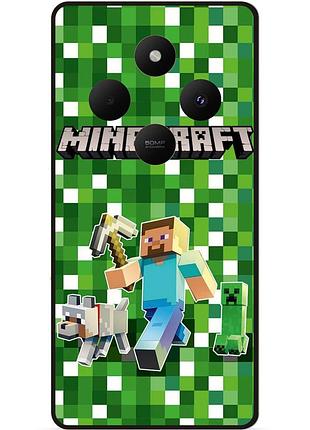 Силіконовий чохол бампер для xiaomi poco c75 стів minecraft кріпер майнкрафт