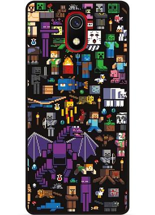 Силиконовый чехол бампер для samsung j8 j810 с картинкой minecraft майнкрафт