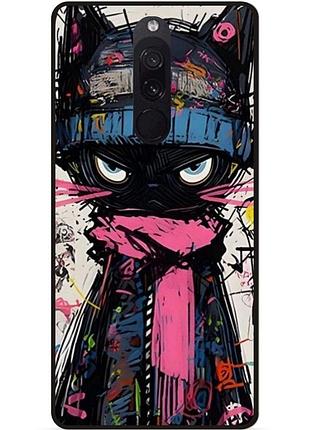 Чехол силиконовый бампер для xiaomi redmi 8 с рисунком кот аниме marvel