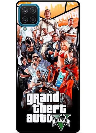 Чехол силиконовый бампер для samsung m12 с рисунком gta гта