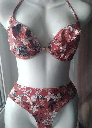 Новий купальник для пляжу  бренду skinny квітковий принт  uk  12- 14  eur  40-42