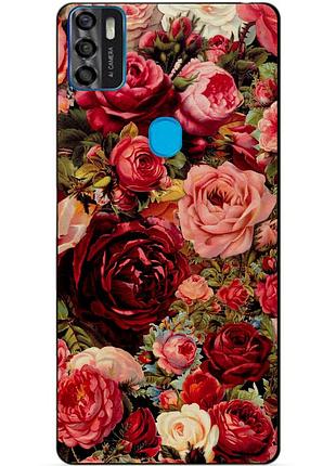 Чехол силиконовый бампер для zte blade a7s с рисунком красные розы цветы