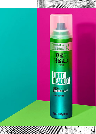 Лак-спрей для волосся легкої фіксації tigi bed head lightheaded hairspray, еластична фіксація, 181 мл