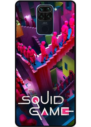 Силіконовий чохол бампер для xiaomi redmi note 9 з малюнком гра в кальмара