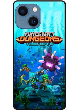 Чехол силиконовый бампер для iphone 15 plus с рисунком майнкрафт minecraft