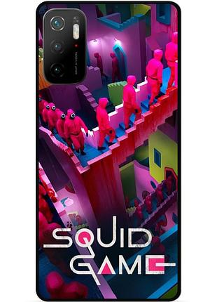 Чехол силиконовый для xiaomi poco m3 pro с рисунком игра в кальмара